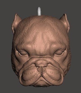 llavero exótico valentão cachorro americano perro Cabeza arte esculturas 3d print model - Mito3D