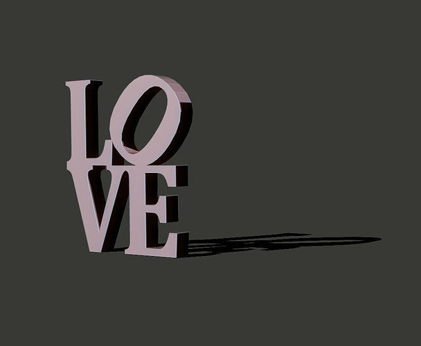 lo ve typography symbol font love typographic table zbrush alphabet house decor 3D print model - Mito3D