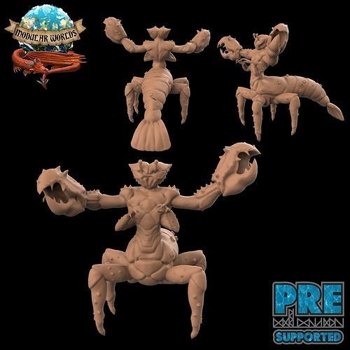 lobster centaur ocean beast pincer claws crab shell sea modular worlds lobstrok wow creature dungeons dragons rpg tabletop 28mm monster games toys board 3D print model - Mito3D