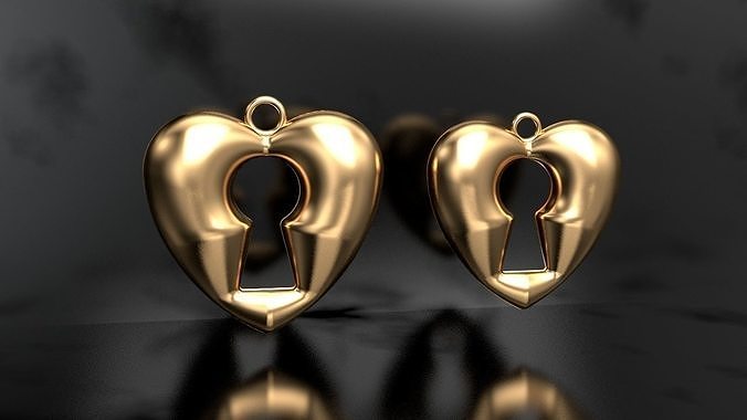 lock hole heart pendant love symbol valentine jewelry gold silver human jewellery jewel celebration diamond pendants wedding icon 3D print model - Mito3D