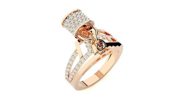 fermer clé haute bijoux cocktail bague 3dm stl rend anneaux solitaire diamant mariage engagement imprimable or bande mode 3d print model - Mito3D