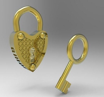 kilit anahtar kolye takı altın gümüş platin lüks moda 3d print model - Mito3D