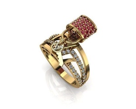 fechadura chave rubi diamante anel joalheria ouro platina elegância elegante luxo noivado arte pedra preciosa vintage clássico argolas 3d print model - Mito3D