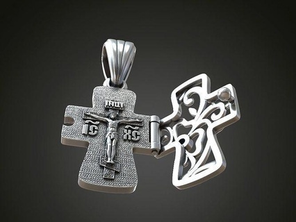médaillon traverser orthodoxe Christian bijoux Collier Jésus crusifixion religiou objet pendentif Christ religion cyrillique gravure gemme pendentifs 3d print model - Mito3D