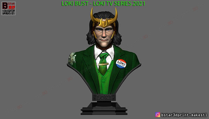 Loki buste tv séries 2021 merveille bandes dessinées cosplay héros super tête homme fer capitaine ponton lokimask lokitvsérie lokibust2021 3D print model - Mito3D