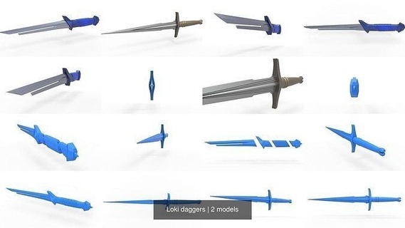 Loki poignards lame dague cosplay impression imprimable bandes dessinées soutenir merveille mêlée couteau loisir DIY 3d print model - Mito3D