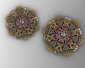 lokit set gioielli jewelley fiore orecchino argento gioiello gemma brillante ciondoli 3d print model - Mito3D