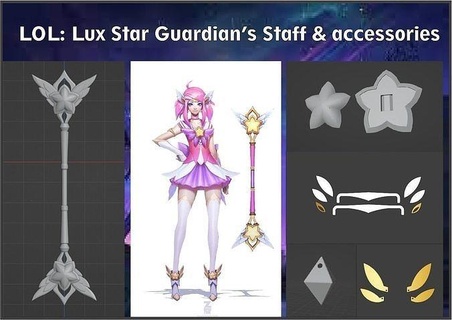 ri Luxo Estrela guardião funcionários acessórios guarda estelar cosplay adereços arte 3d print model - Mito3D