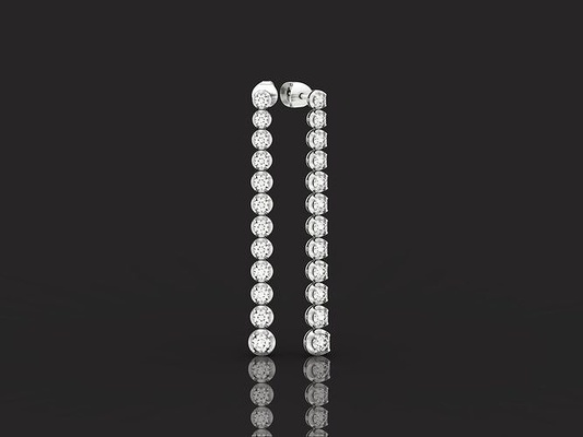 long dangling earrings diamond 861 triple row crown prong tennis drop luxury jewelry gem silver evening trendy elegant graceful 3d print model - Mito3D