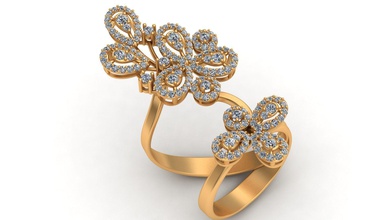 dedo longo flor de diamante anel ouro jóias brinco brilhantes a mulher garota printable casamento o engajamento moda gem bouton natureza árvore anéis 3d print model - Mito3D