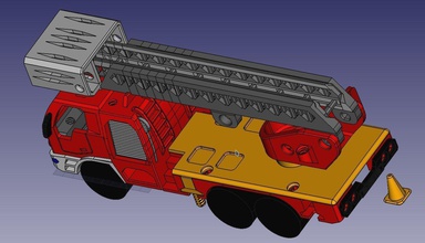 larga escalera del camión de bomberos juguete totalmente en 3d imprimibles el bombero firefightertruck firetruckladder la trucktoy toytruck impresión 3dprint imprimible mecánico asamblea diy los juguetes juegos vehículo niños 3d print model - Mito3D