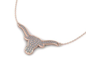 long horn pendant jewelry diamond golden silver pendants 3d print model - Mito3D