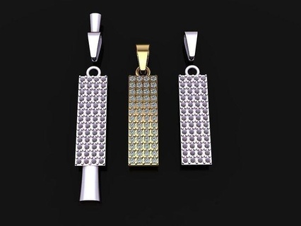verticale diamante bar pendente gioielleria catena collana moda tendenze hiphop anca luppolo donne femmina maschio uomini unisex lusso oro Accessori delicato ciondoli 3d print model - Mito3D