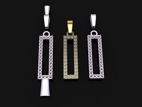 long vertical diamond halo bar frame pendant jewelry fashion trends luxury gold vintage classic dainty women female unisex pendants 3d print model - Mito3D