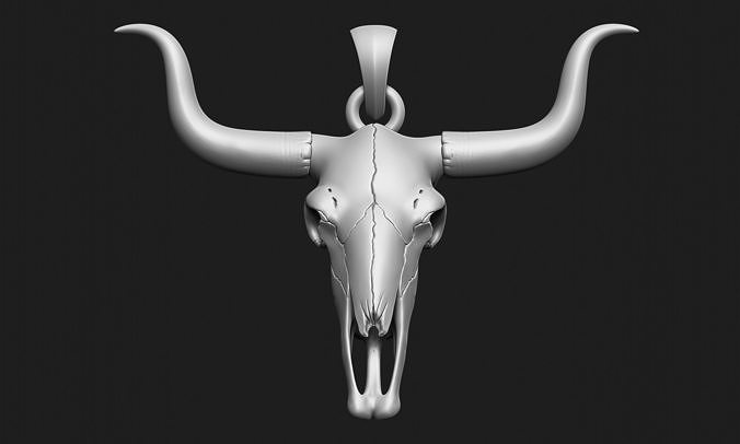 longhorn cow skull long horn fossil dead animal bone cowboy texas cattle traditional popular 3d printable skeletons classic mesoamerican art signs logos 3D print model - Mito3D