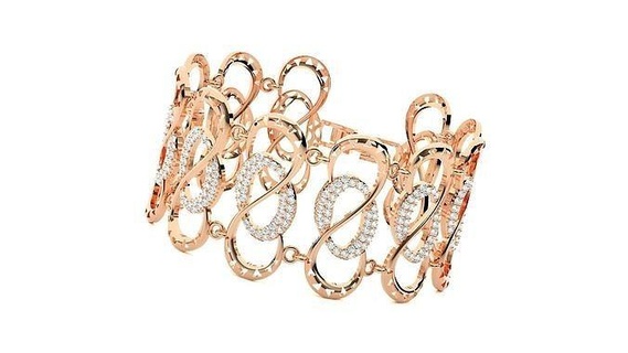 loop chain high jewelry diamond bracelet 3dm stl renders details heavy unisex printable jewel wedding jewellery luxury bracelets cuban italian 3d print model - Mito3D