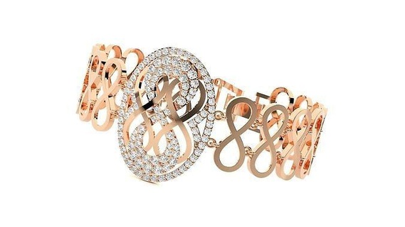 loop chain high jewelry diamond bracelet 3dm stl renders heavy unisex printable jewel wedding jewellery luxury bracelets cuban italian 3d print model - Mito3D