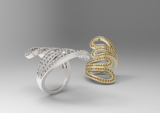 boucle bague petit gemmes imprimable bande or argent platine mode bijoux stl 3dm géométrique charme anneaux cocktail luxe vêtements valentin 3d print model - Mito3D