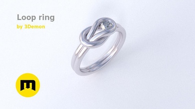 bucle de anillo la joyería loop oro ponible los anillos regalo novia esposa aniversario casados plata imprimible 3d print model - Mito3D