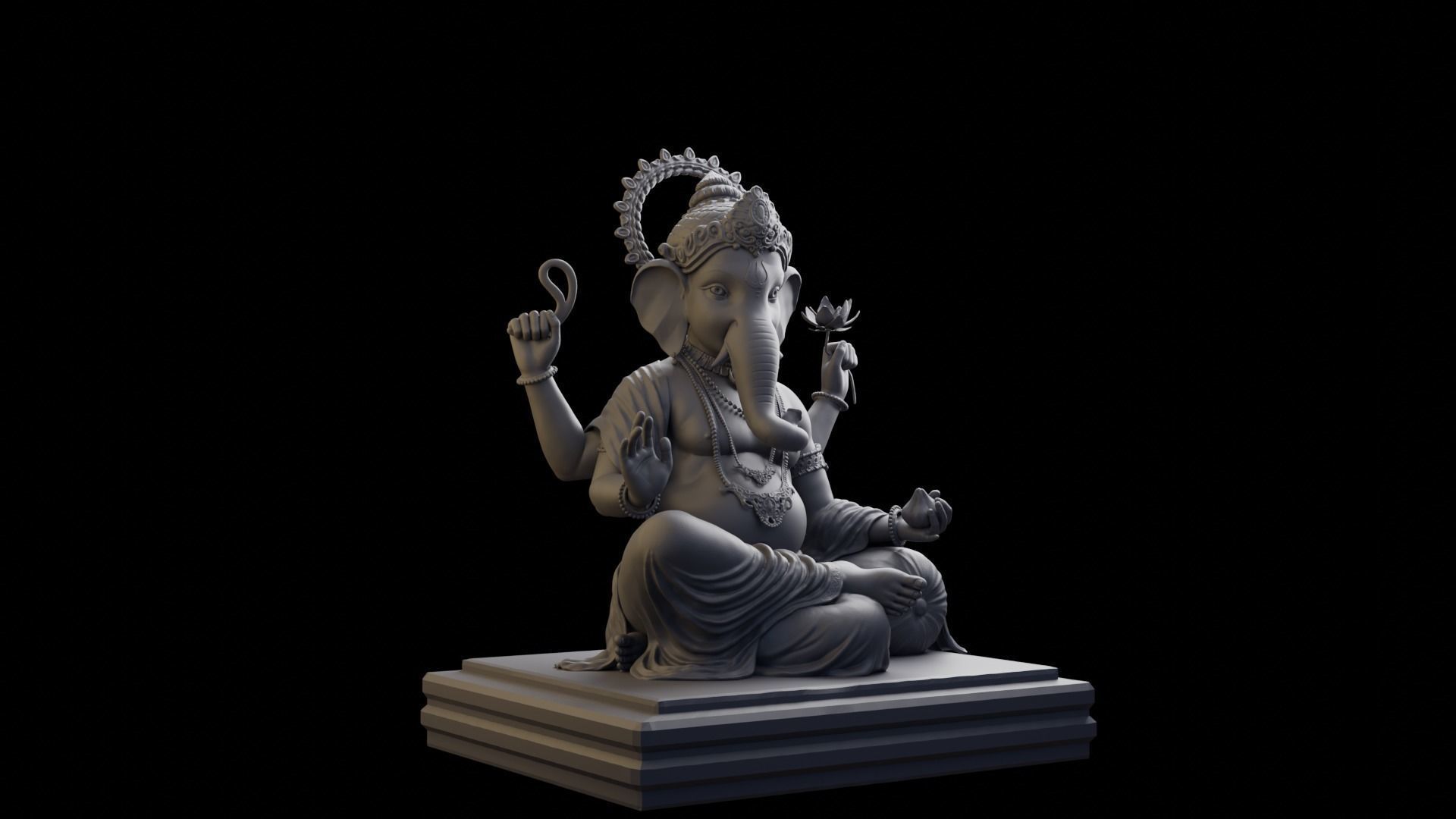 herr ganesha skulptur statue hinterkugeln kunst skulpturen 3D print model - Mito3D