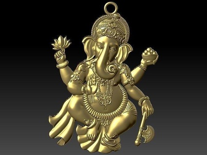 signore ganesha Dio gioielleria scultura indù arte ganesh oro elefante indiano collane 3d print model - Mito3D