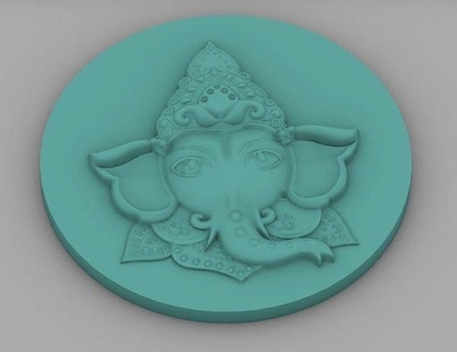 lord ganesha bas relief cnc engraving model artcam jdpaint zbrush gemstone carving art sculptures 3d print model - Mito3D