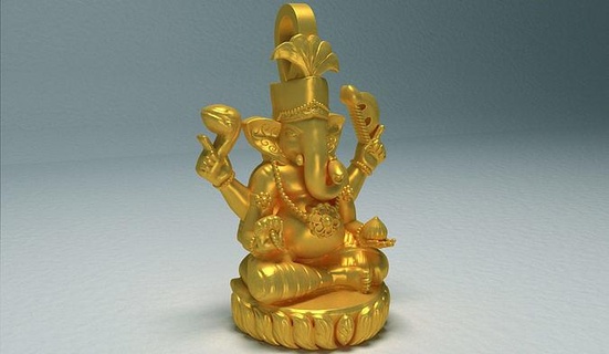 signore ganesha ganesh ji ganpati murti gioielleria Dio idolo bhagwan pendente oro statua zbrushmodel zbrush collana 3dprint arte stampabile scultura carattere ciondoli 3d print model - Mito3D