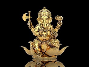 signore ganesha seduta statua Dio ganesh indù indiano divinità elefante oro argento scultura mitologia arte buddha gioielleria shiva vinayak ganapati sculture 3d print model - Mito3D