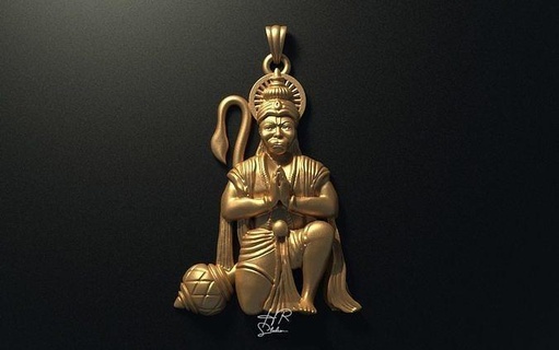 lord hanuman pendent v1 3d print model sculpture art gold portrait statue religion sculptures jewelry jewel jewellery silver 3dprint god hindu pendants people ganesha laxmi ganesh holy 3d print model - Mito3D