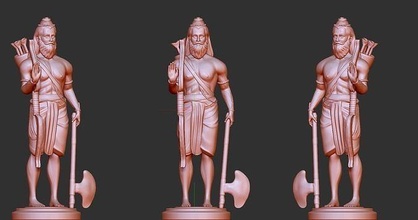 lord parshuram parashurama hindu god statue verified art sculptures 3d print model - Mito3D