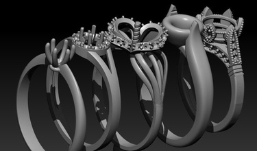 lot 5 pcs ring fashion diamond stone jewelry luxury design decoration art modern printable engagem apparel necklace silver gold jewellery wedding pendant beauty rings 3d print model - Mito3D