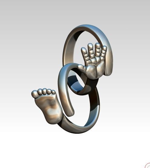 lot anneaux main pied bébé Humain homme femme garçon fille corps bague argent or bijoux sterling imprimable nouveau née l'amour 3D print model - Mito3D