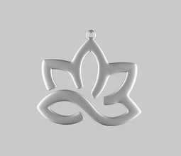 lotus pendentif impression rhinocéros bijoux argent or laiton art imprimable symbole pendentifs 3d print model - Mito3D