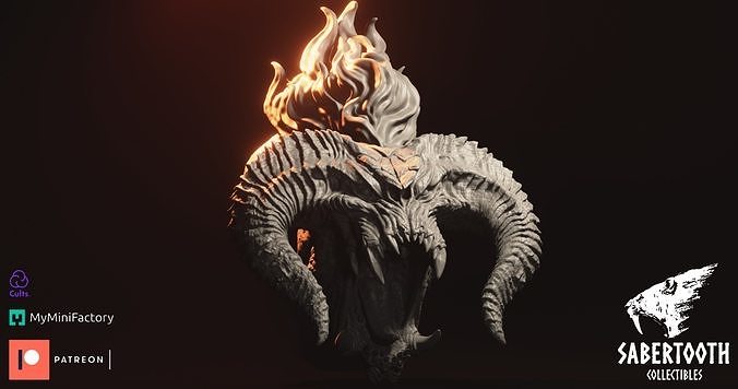 lotr balrog imán cabeza demonio diablo señor anillos hobbit tolkien busto fantasía arte esculturas 3D print model - Mito3D