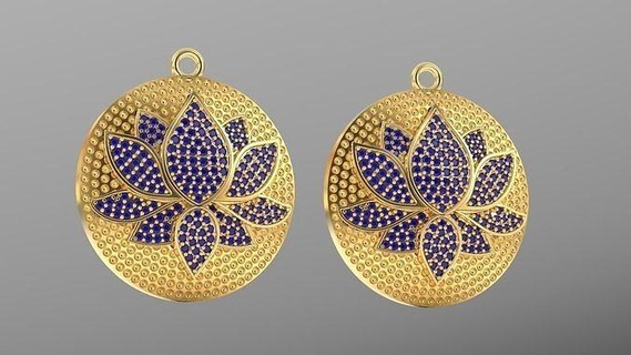 lotus küpe elmas kolye cazibe mücevher moda Sanat dekorasyon parlak parlıyor Öz yazdırılabilir tasarım gümüş ayrık takı 3d print model - Mito3D