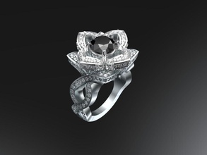 lotus anillo de compromiso la joyería flor loto diamante gem los anillos 3d print model - Mito3D
