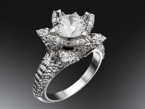 lotus anillo de compromiso la joyería flor loto imprimible 2pcs los anillos 3d print model - Mito3D