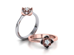 loto compromiso anillo 3mm roca flor 3dmodel 4prong diamante solitario tono naturaleza uniaue estados unidos canadá europa canalla imprimible anillos delicado joyería joya 3d print model - Mito3D