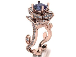 loto flor anillo oro joyería joya plata diamante imprimible Moda Boda compromiso brillante enganchar rubí zafiro belleza cubano lujo colgante pendiente anillos 3d print model - Mito3D