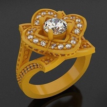 loto flor anillo joyería joya oro diamante compromiso Boda mujer Moda imprimible hoja hojas Rosa gemas impresión piedra preciosa floreciente anillos 3d print model - Mito3D