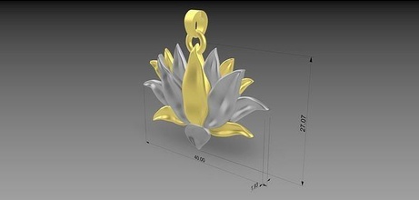 Lotus Anhänger Kaution Kunst Gold Sterling Silber Schmuck druckbar Mode Lotusanhänger Platin Juwel Halskette 3d print model - Mito3D