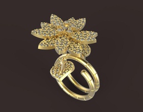lotus ring 3dm Schmuck sterling bedruckbar ist engagement Diamant-ring Halskette Mode-Schönheit Hochzeit Bekleidung Platin Ringe 3d print model - Mito3D