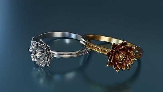lotus ring 3 flower gold jewelry printable silver wedding jewellery fashionring 3d engagement jewel petal simple rings platinum design 3d print model - Mito3D