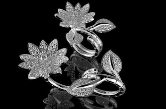 lotus ring jewelry silver gold gem platinum diamond brilliant engagement fashion beauty bracelet earring brillant sapphire luxury ruby diamant vintag bangle rings 3d print model - Mito3D