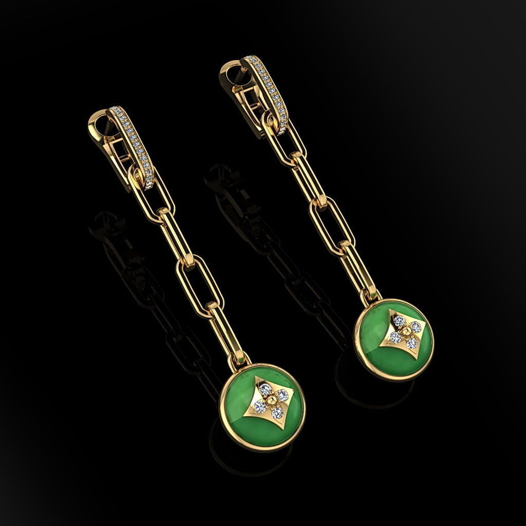 Louis Vuitton boucles d'oreilles 14 bijoux luxe élégant bague gemme or argent mariage diamant boucle d'oreille bracelet colliers pendentif rhinocéros accessoire beauté mode conception goujat bijou 3D print model - Mito3D