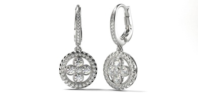 louis vuitton pendientes 5 la joyería gem lv aretes copia las gemas dormilones de flor oro blanco y 3d print model - Mito3D