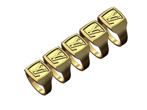 Louis Vuitton geométrico sinete anel joalheria imprimível Louisvuitton logotipo ouro prata jóias esterlina luxo Signetring menring símbolo moda homens acessórios quadrado argolas 3d print model - Mito3D