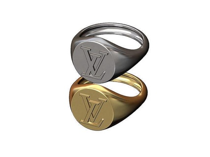 louis vuitton logo replik signet ring schmuck druckbar gold silber joaillier sterling luxus siegelring menring symbol mode zubehör ringe 3d print model - Mito3D