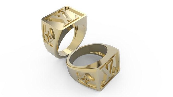 Louis vuitton lv squillare uomini uomo oro lusso gioielleria argento kalco gratuito anelli gucci brend marca attraversare luis viton 3d print model - Mito3D