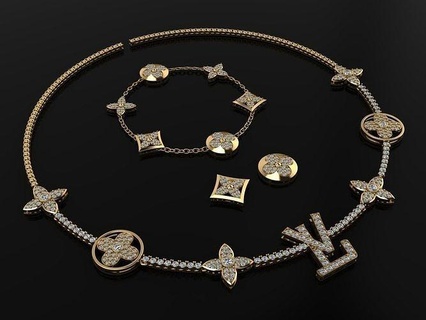 Louis Vuitton Halskette Armband Modell produzieren Code bad117 Schmuck Gold Silber Anhänger Diamant Juwel Sterling Platin Ring Luxus Weiß Ringe Mode Schönheit wertvoll Armbänder Halsketten 3d print model - Mito3D